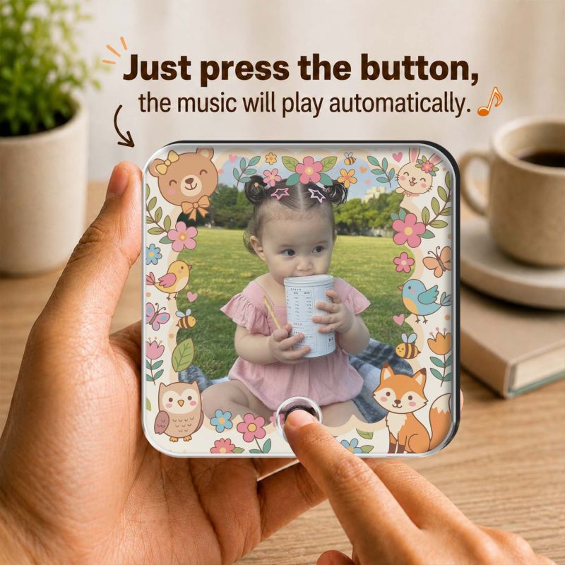 Personalized Musical Fridge Magnet with Photo & Song Custom Music Player Fridge Magnet Birthday Gift for Daughter, Son, Kids Customized Photo Music Box Unique Memory Keepsake